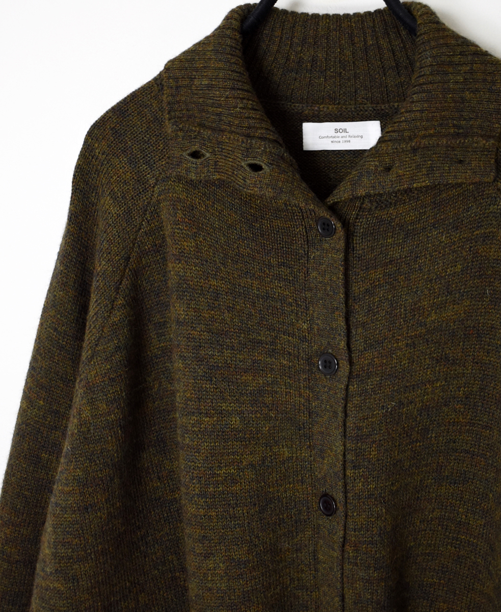 GNSL23801 (カーディガン) 7GG 2PLY PLAIN STITCH COTSWOLDS TURTLE NECK BUTTON CARDIGAN