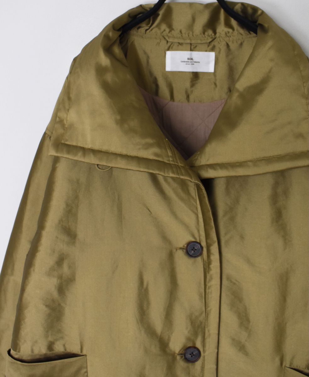 NSL25522(コート)PADDED POLYESTER PLAIN HIGH COLLAR COAT