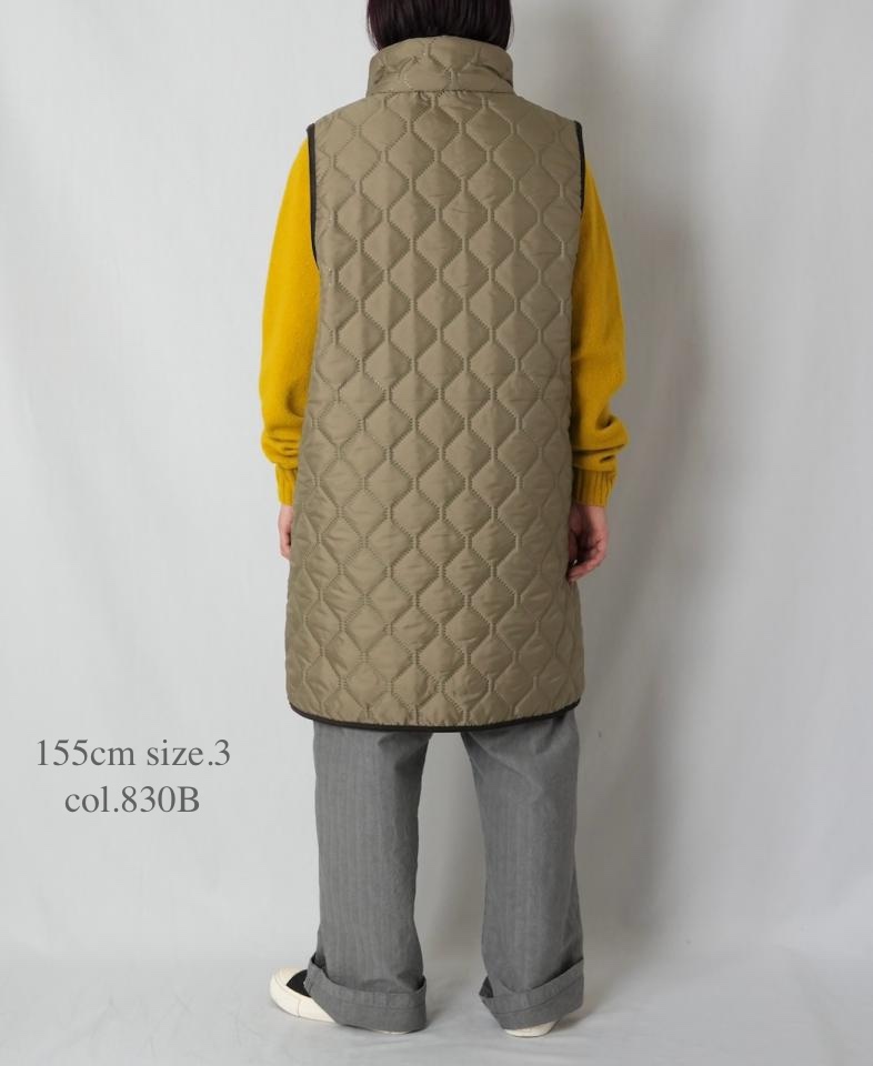 NAM2551(ベスト) PLAIN POLYESTER×FREECE HEAT QUILT HIGH-NECK FULL DOUBLE ZIP-UP REVERSIBLE LONG VEST