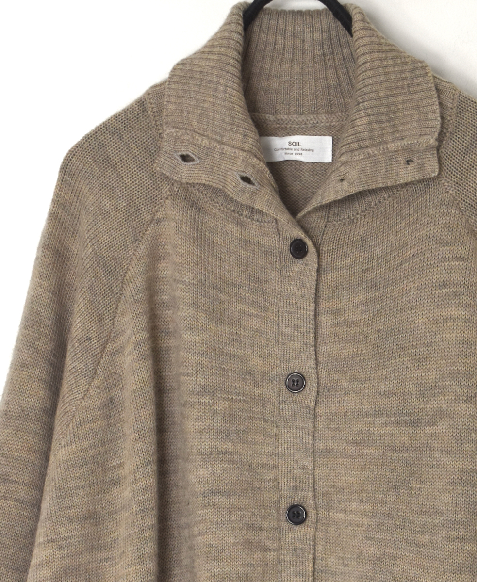 GNSL23801 (カーディガン) 7GG 2PLY PLAIN STITCH COTSWOLDS TURTLE NECK BUTTON CARDIGAN
