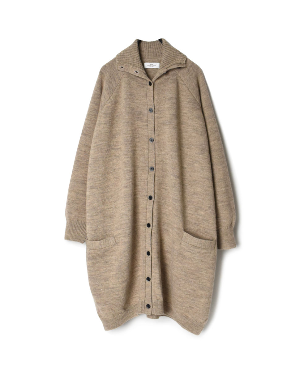 GNSL22703 (カーディガン) 7GG 2PLY PLAIN STITCH COTSWOLDS TURTLE NECK BUTTON LONG CARDIGAN