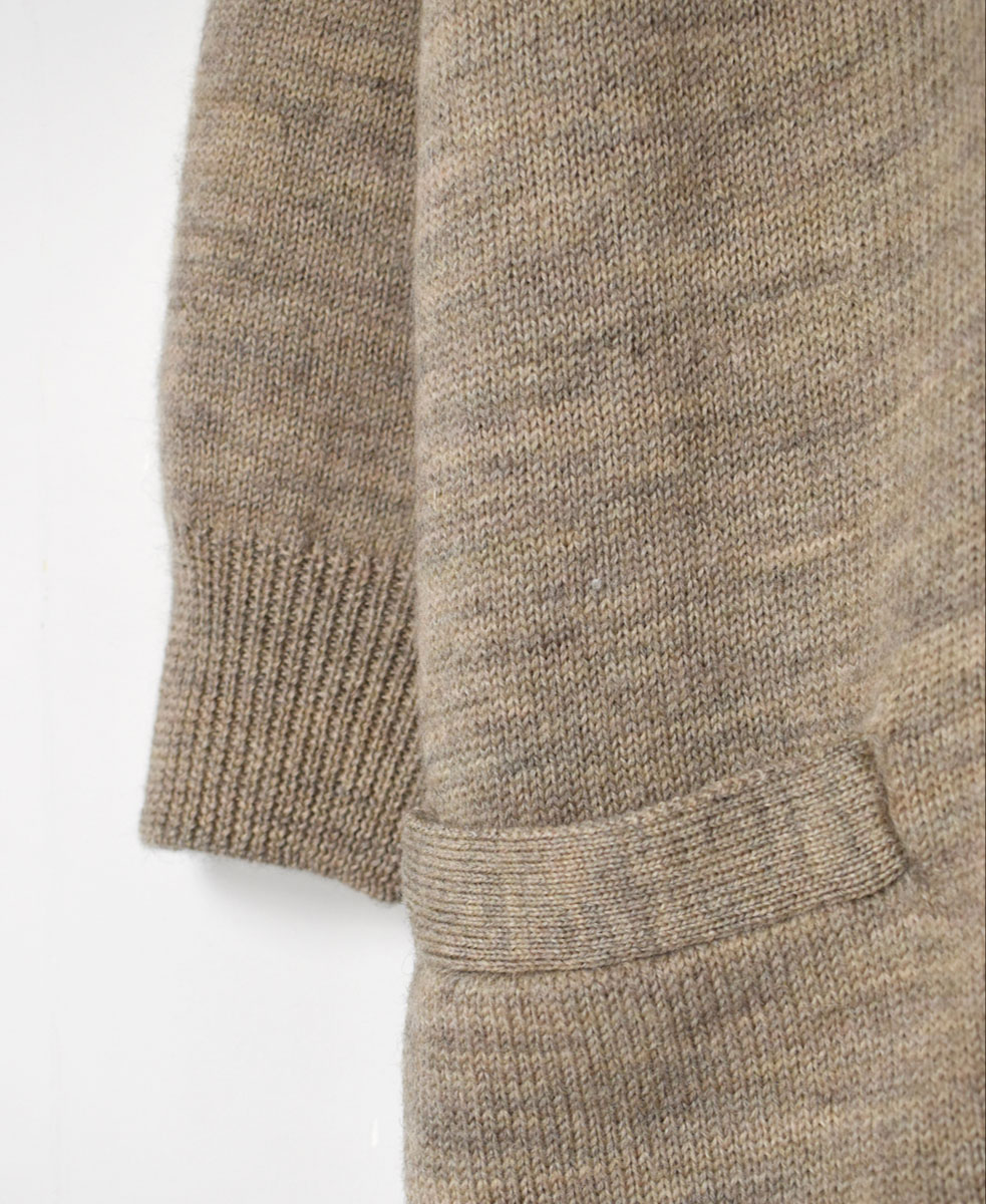 GNSL22703 (カーディガン) 7GG 2PLY PLAIN STITCH COTSWOLDS TURTLE NECK BUTTON LONG CARDIGAN