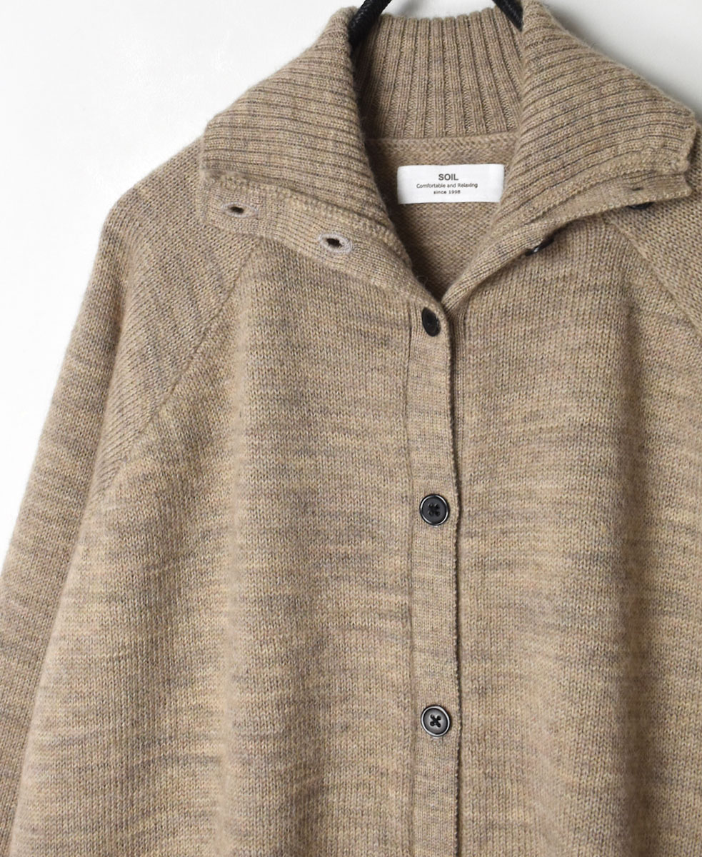 GNSL22703 (カーディガン) 7GG 2PLY PLAIN STITCH COTSWOLDS TURTLE NECK BUTTON LONG CARDIGAN
