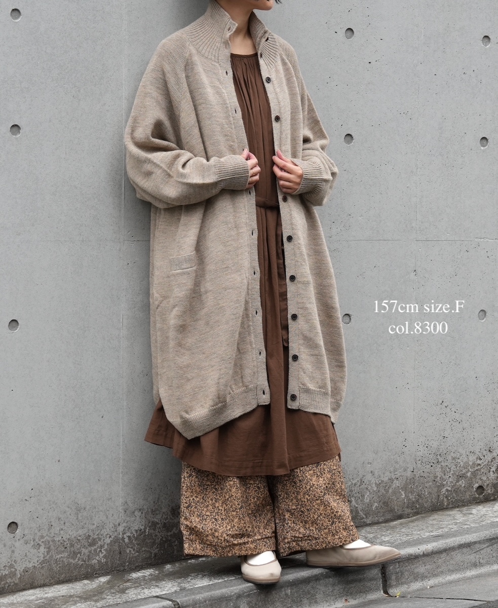 GNSL22703 (カーディガン) 7GG 2PLY PLAIN STITCH COTSWOLDS TURTLE NECK BUTTON LONG CARDIGAN