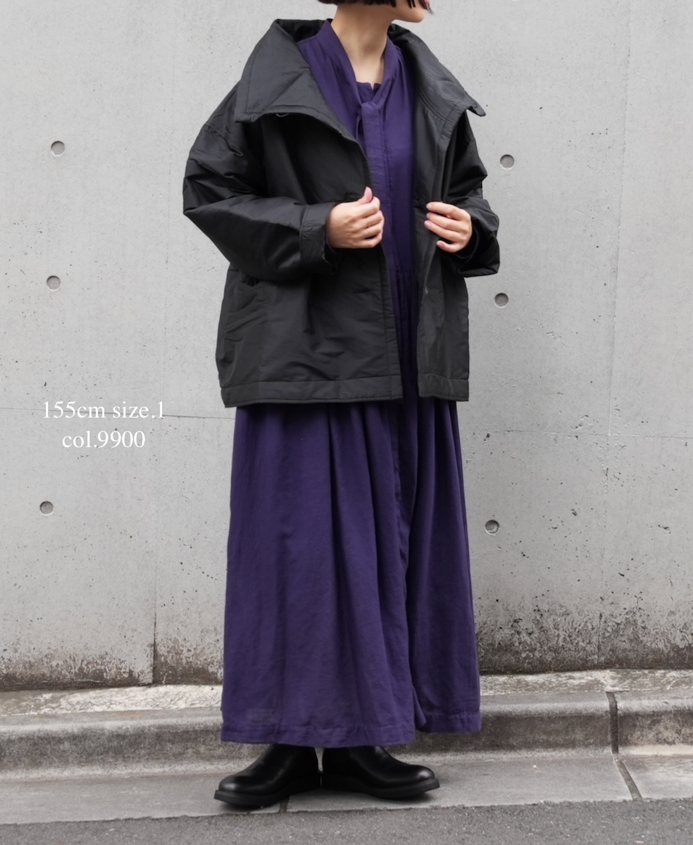 NSL25521(ジャケット)PADDED POLYESTER PLAIN HIGH COLLAR JACKET