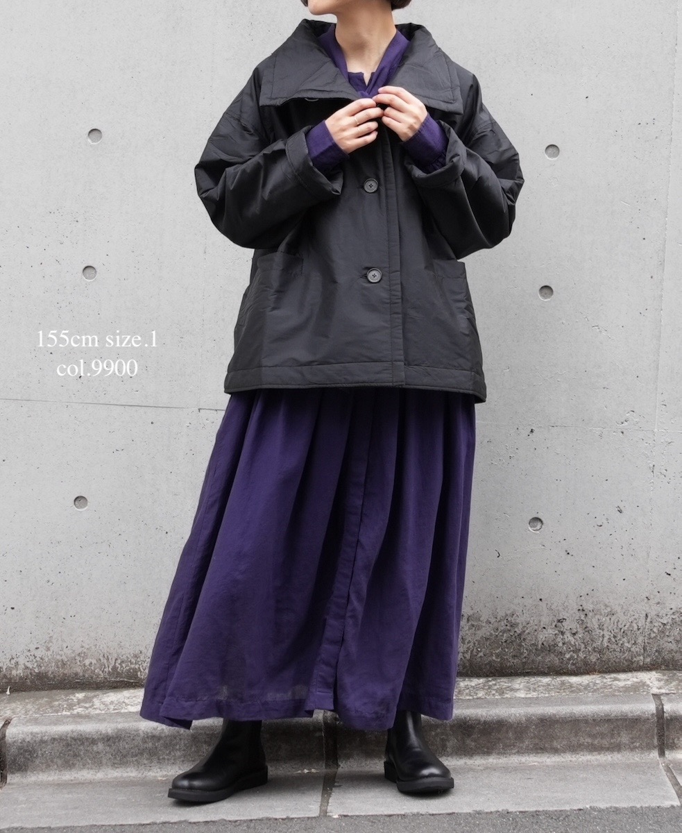 NSL25521(ジャケット)PADDED POLYESTER PLAIN HIGH COLLAR JACKET
