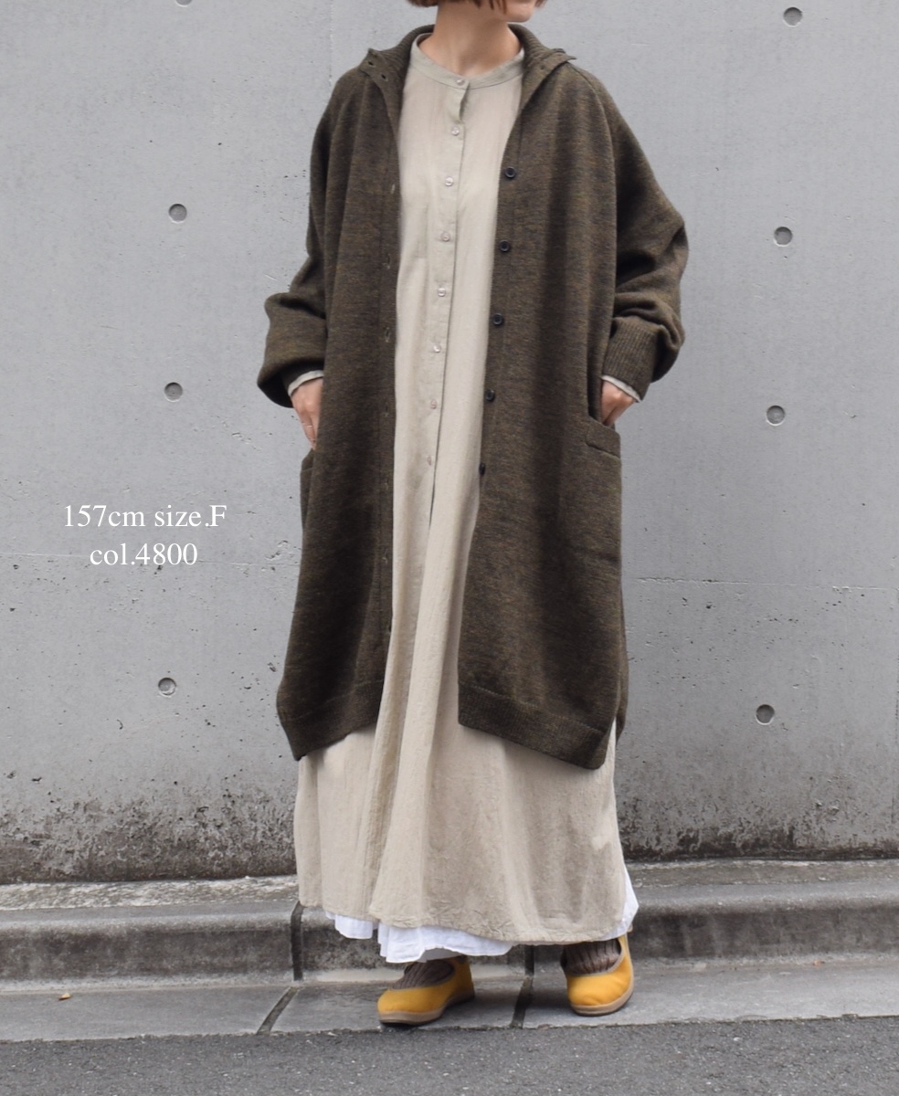 GNSL22703 (カーディガン) 7GG 2PLY PLAIN STITCH COTSWOLDS TURTLE NECK BUTTON LONG CARDIGAN