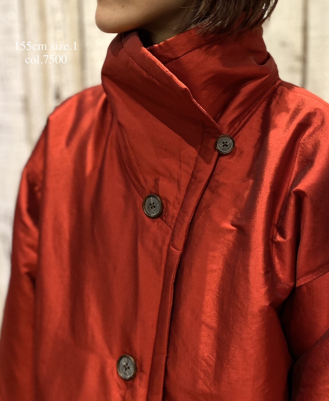 NSL25521(ジャケット)PADDED POLYESTER PLAIN HIGH COLLAR JACKET