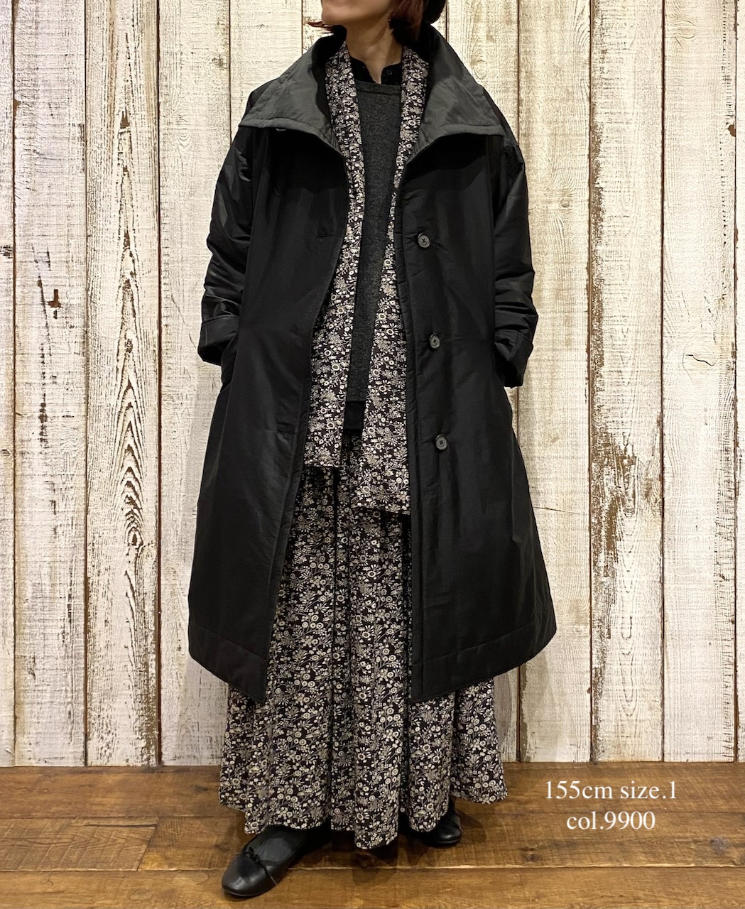 NSL25522(コート)PADDED POLYESTER PLAIN HIGH COLLAR COAT