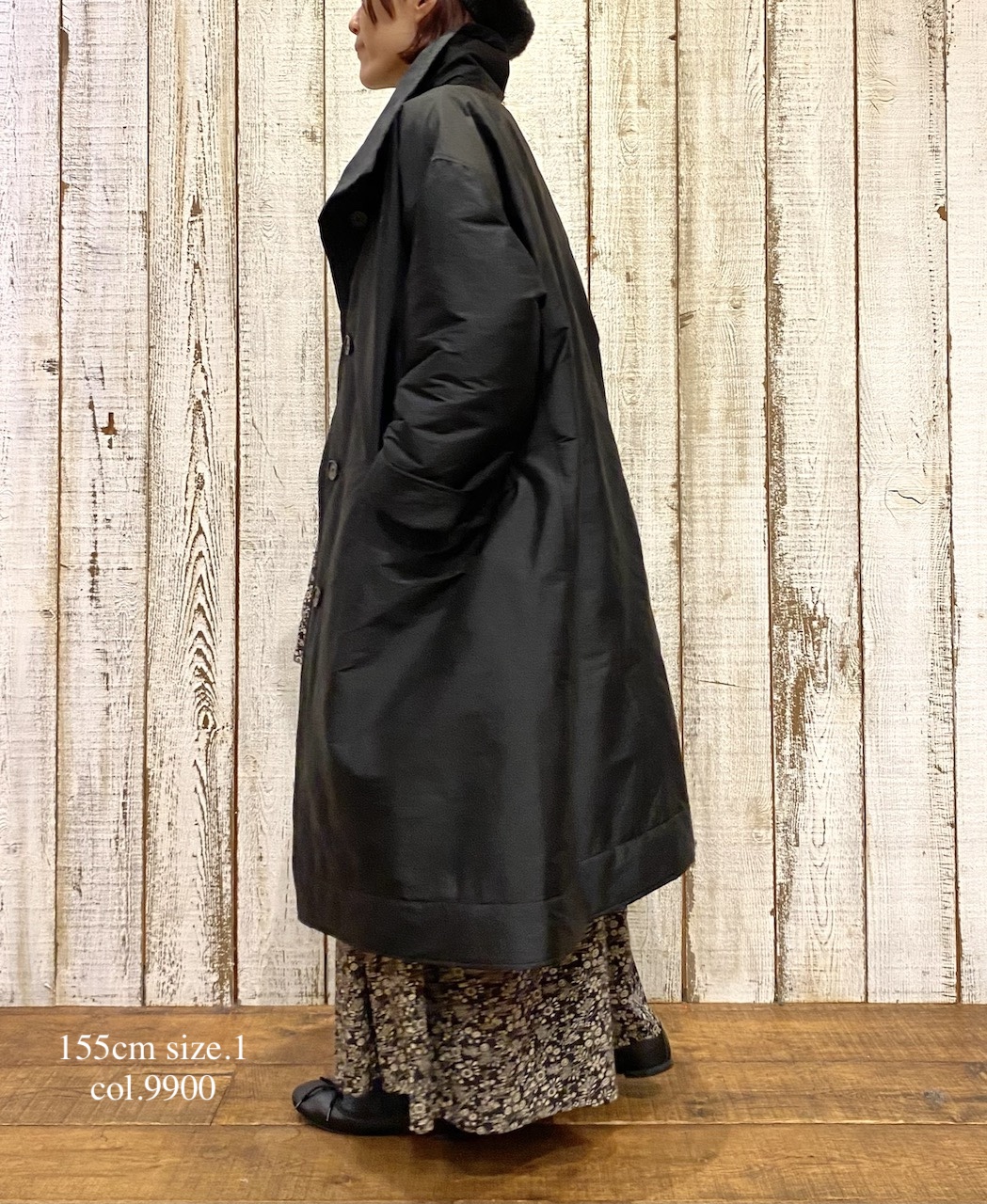 NSL25522(コート)PADDED POLYESTER PLAIN HIGH COLLAR COAT