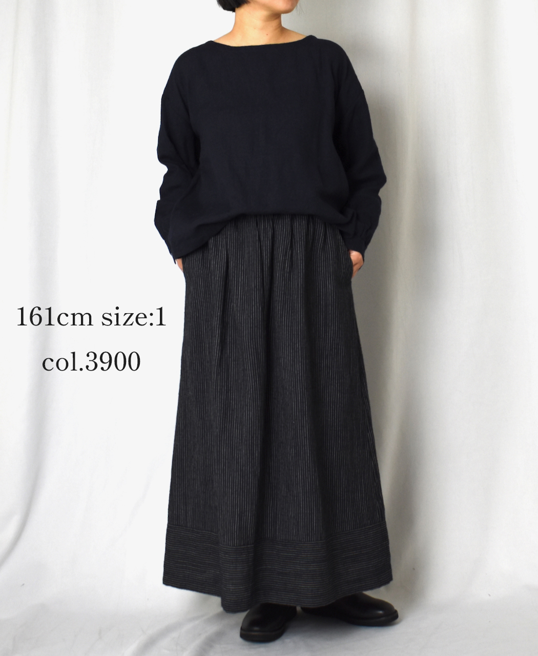 INSL25702(シャツ) WOOL/LINEN PLAIN BOAT NECK PULLOVER WITH BACK SIDE PLEATS