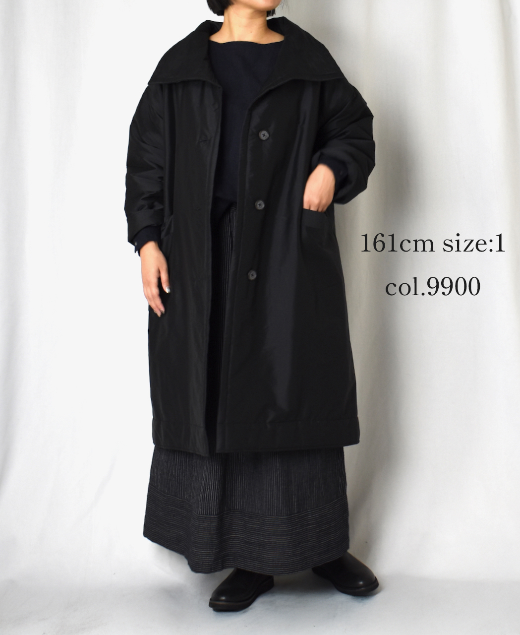NSL25522(コート)PADDED POLYESTER PLAIN HIGH COLLAR COAT
