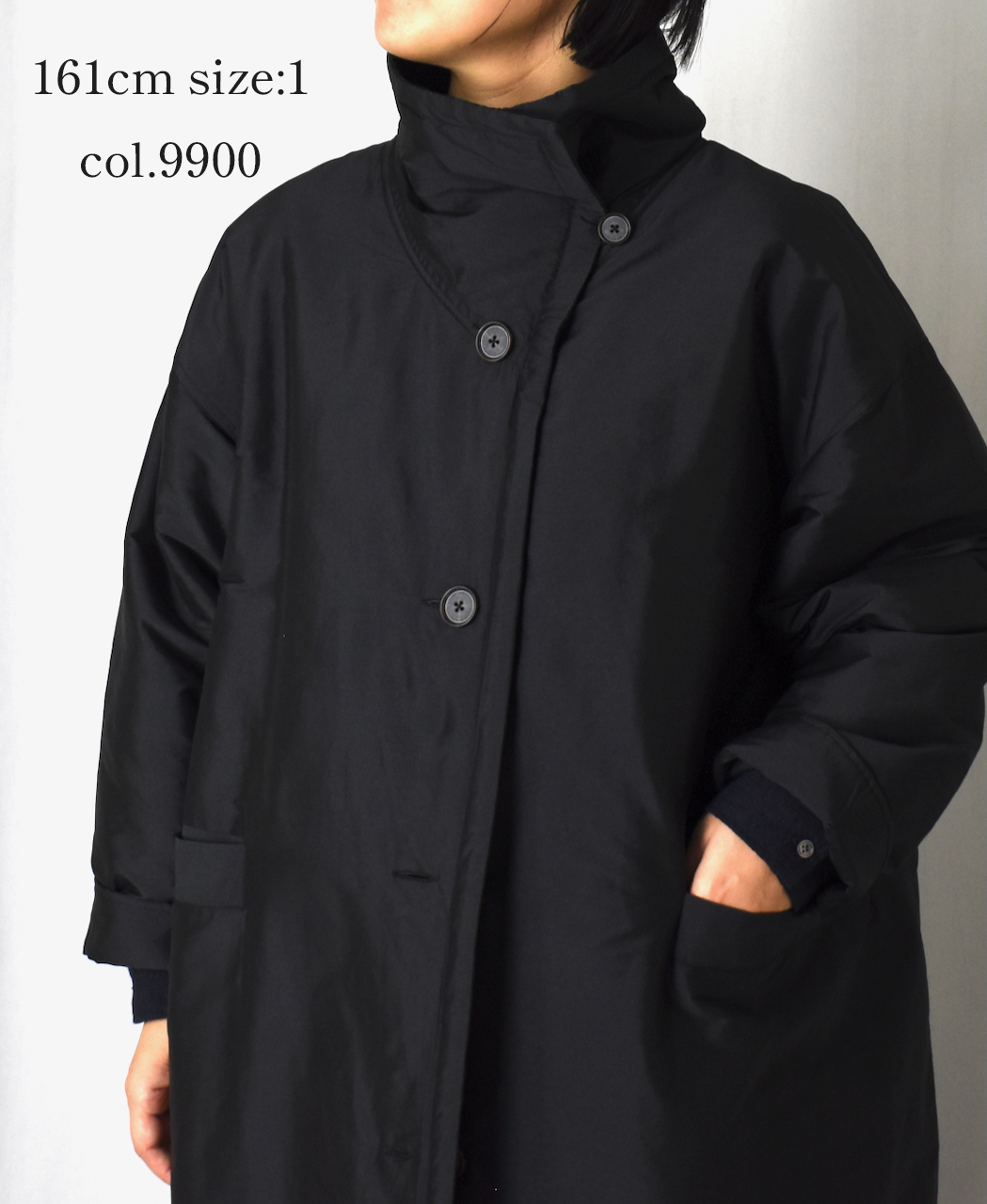 NSL25522(コート)PADDED POLYESTER PLAIN HIGH COLLAR COAT