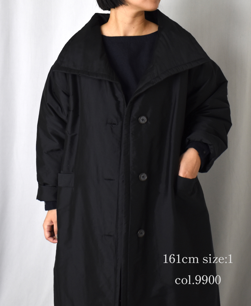 NSL25522(コート)PADDED POLYESTER PLAIN HIGH COLLAR COAT