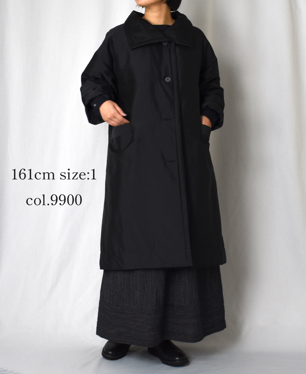 NSL25522(コート)PADDED POLYESTER PLAIN HIGH COLLAR COAT
