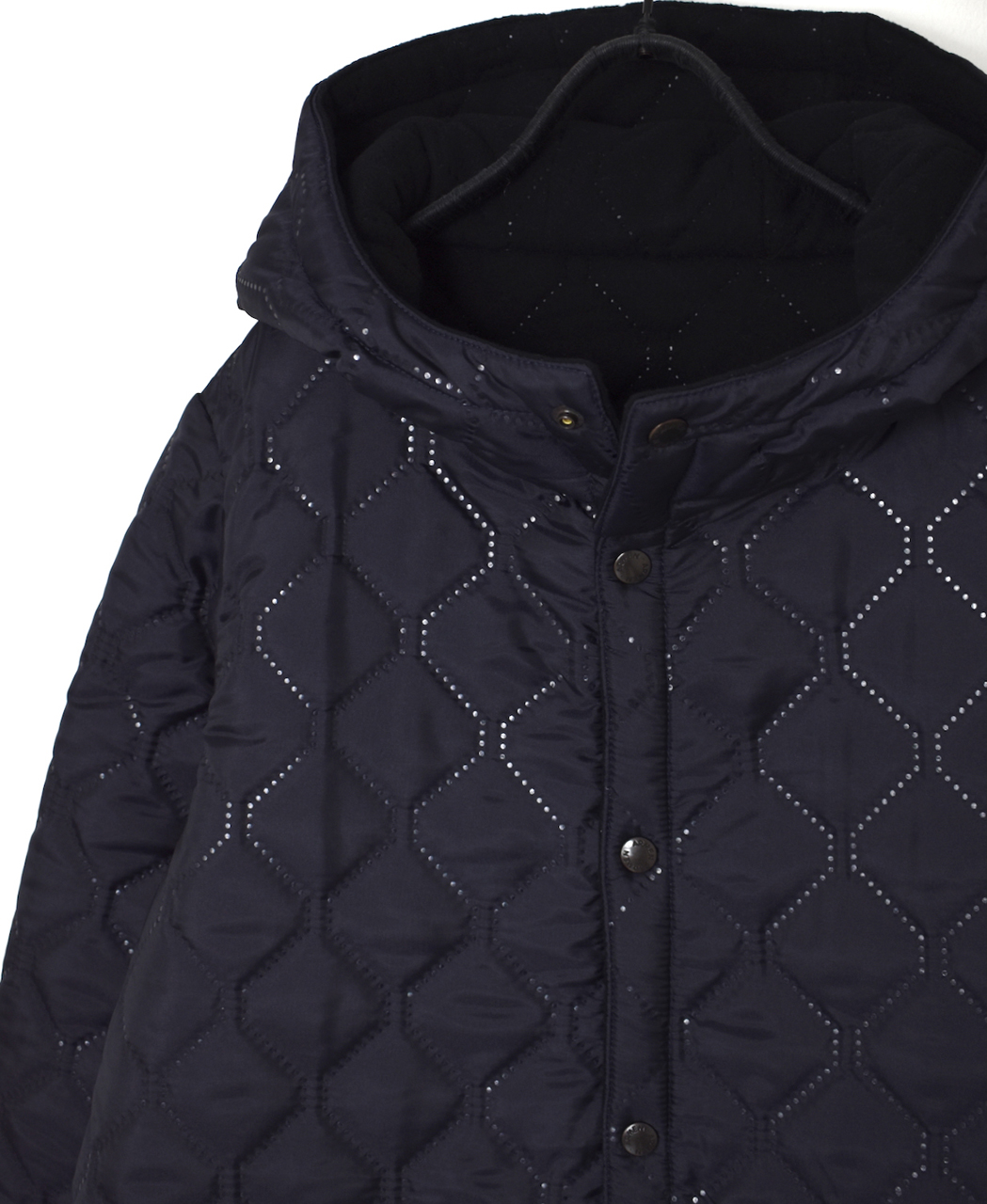 NAM2554(コート) PLAIN POLYESTER×FREECE HEAT QUILT REVERSIBLE HIGH COLLAR HOODED COAT