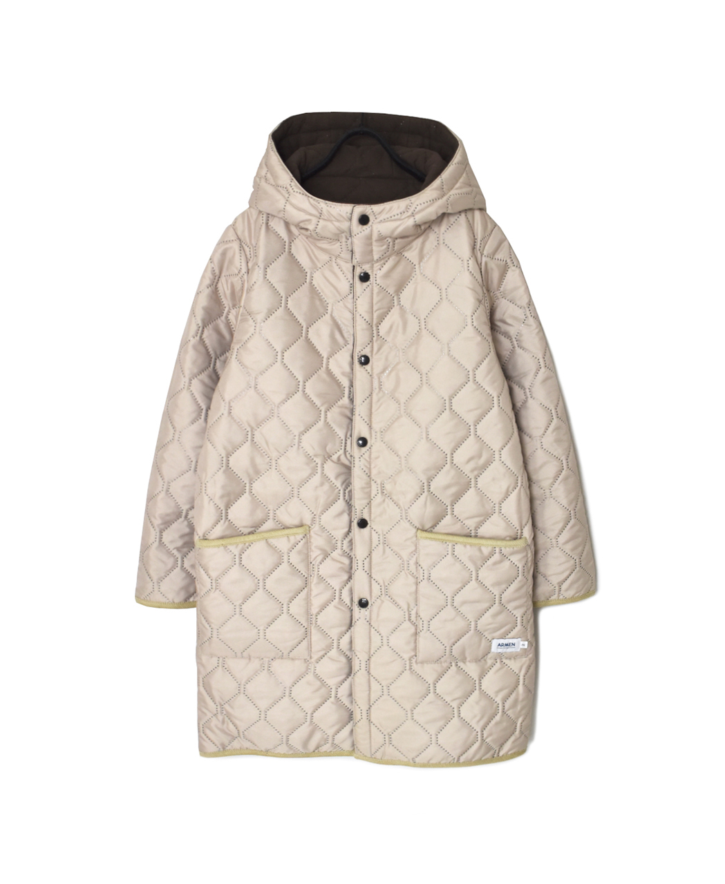 NAM2554(コート) PLAIN POLYESTER×FREECE HEAT QUILT REVERSIBLE HIGH COLLAR HOODED COAT