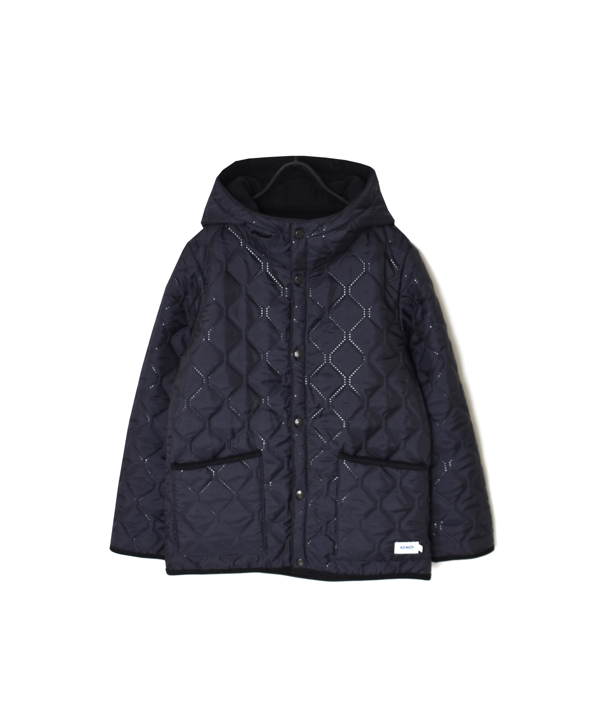 NAM2556(ジャケット) PLAIN POLYESTER×FREECE HEAT QUILT REVERSIBLE HIGH COLLAR HOODED JACKET
