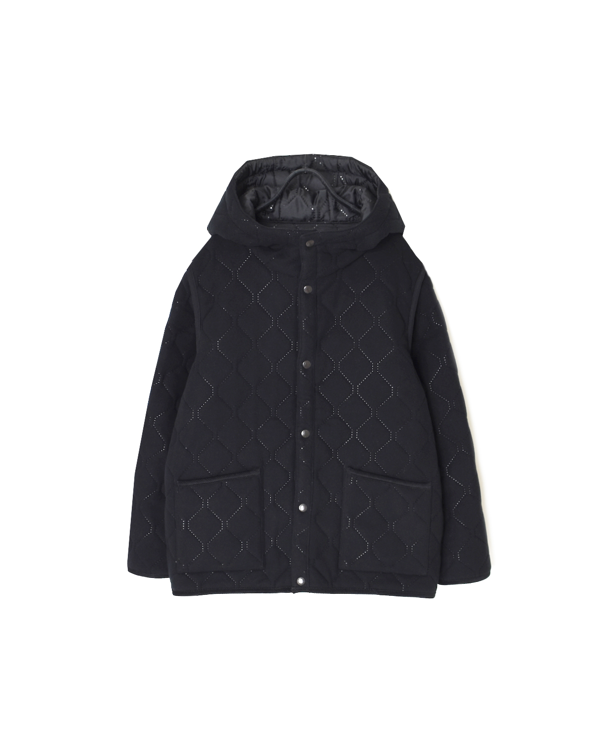 NAM2556(ジャケット) PLAIN POLYESTER×FREECE HEAT QUILT REVERSIBLE HIGH COLLAR HOODED JACKET