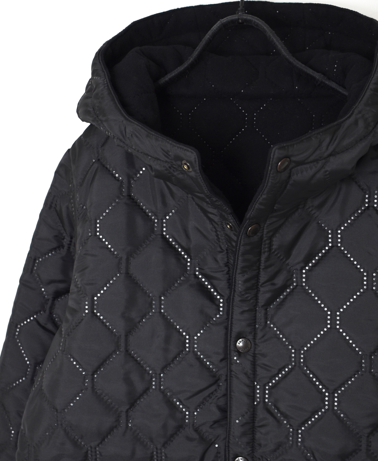 NAM2556(ジャケット) PLAIN POLYESTER×FREECE HEAT QUILT REVERSIBLE HIGH COLLAR HOODED JACKET