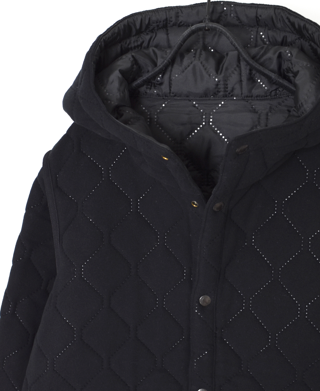 NAM2556(ジャケット) PLAIN POLYESTER×FREECE HEAT QUILT REVERSIBLE HIGH COLLAR HOODED JACKET