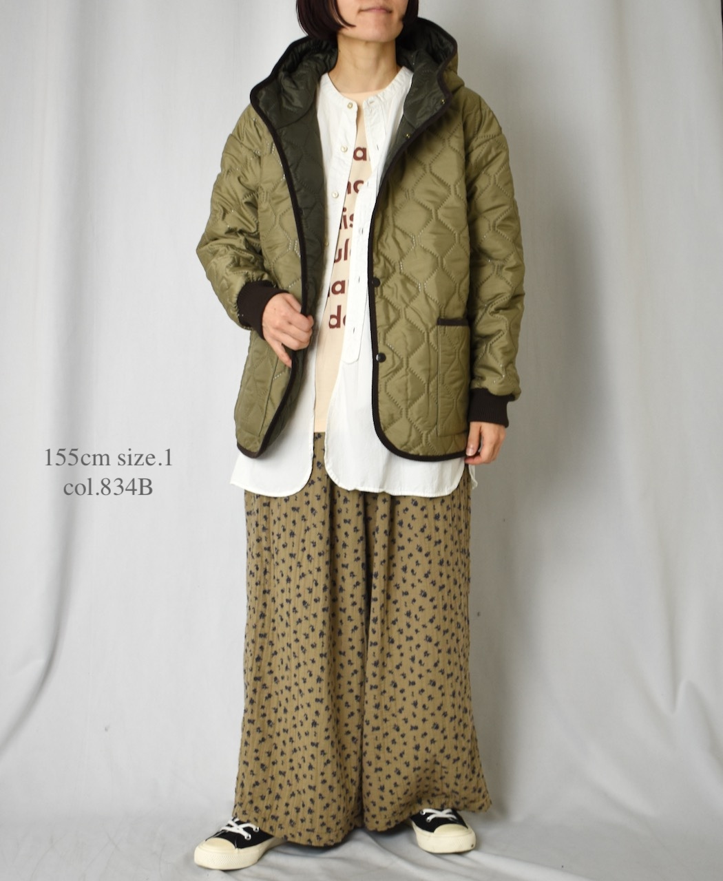 NAM2561PP(ジャケット) PLAIN POLYESTERxPLAIN POLYESTER HEAT QUILT OVERSIZED HOODED JACKET WITH RIBBED CUFF