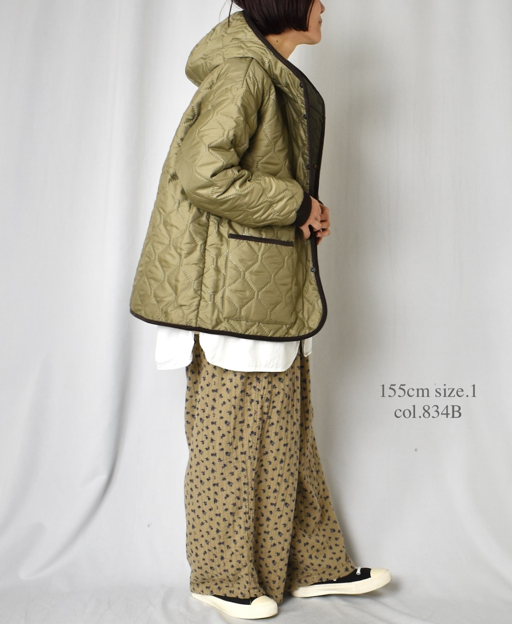 NAM2561PP(ジャケット) PLAIN POLYESTERxPLAIN POLYESTER HEAT QUILT OVERSIZED HOODED JACKET WITH RIBBED CUFF