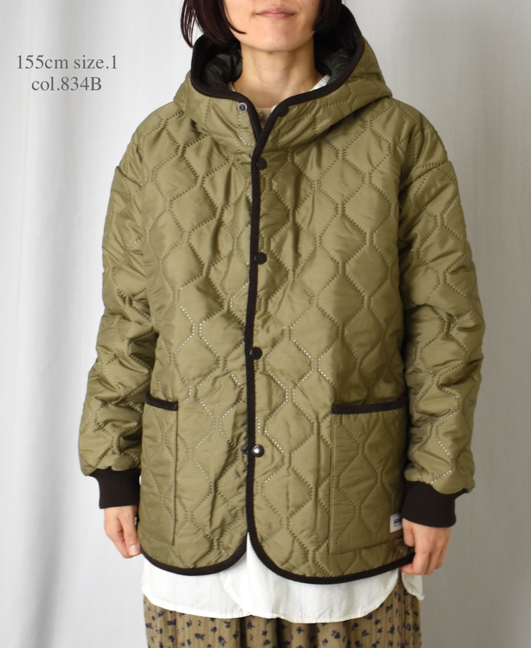 NAM2561PP(ジャケット) PLAIN POLYESTERxPLAIN POLYESTER HEAT QUILT OVERSIZED HOODED JACKET WITH RIBBED CUFF