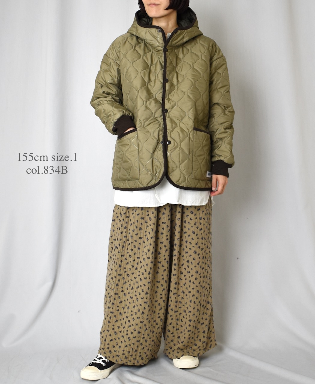 NAM2561PP(ジャケット) PLAIN POLYESTERxPLAIN POLYESTER HEAT QUILT OVERSIZED HOODED JACKET WITH RIBBED CUFF