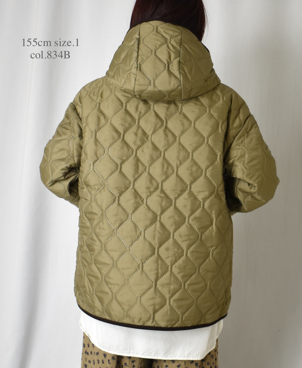 NAM2561PP(ジャケット) PLAIN POLYESTERxPLAIN POLYESTER HEAT QUILT OVERSIZED HOODED JACKET WITH RIBBED CUFF