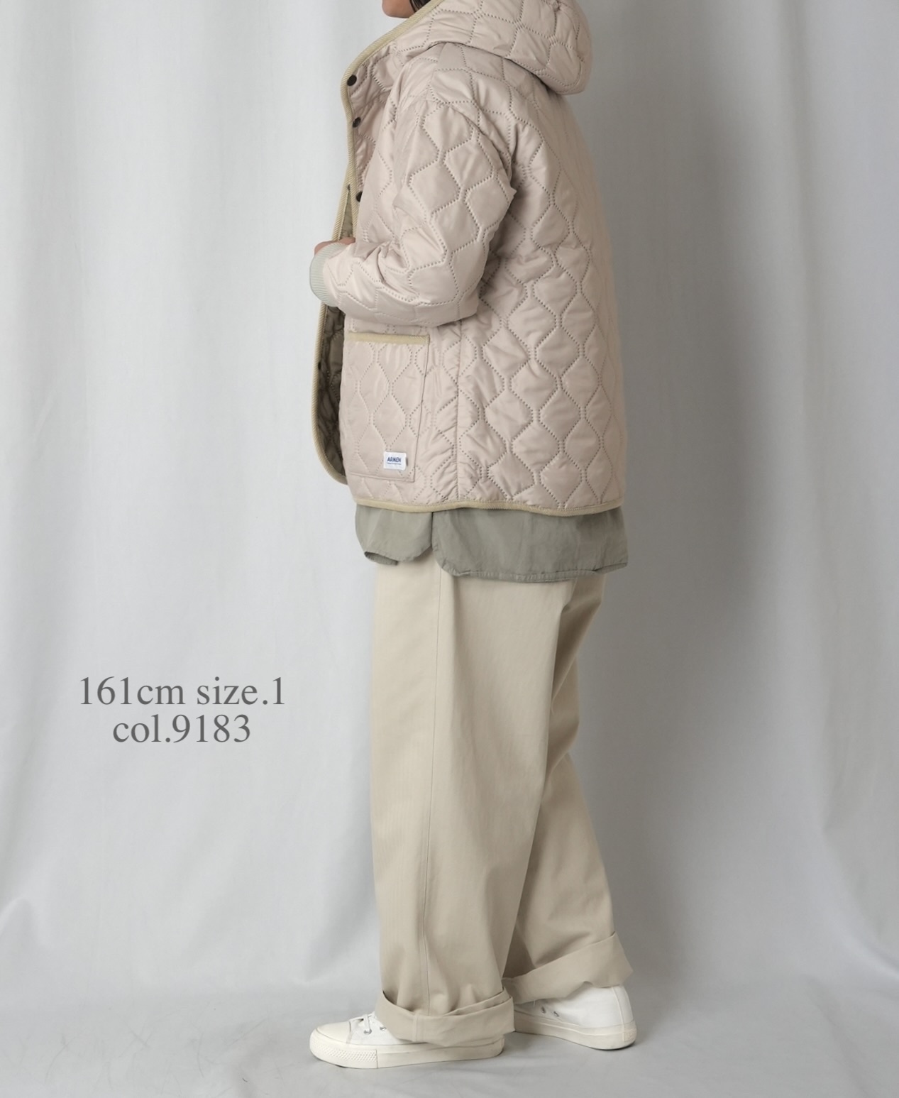 NAM2561PP(ジャケット) PLAIN POLYESTERxPLAIN POLYESTER HEAT QUILT OVERSIZED HOODED JACKET WITH RIBBED CUFF