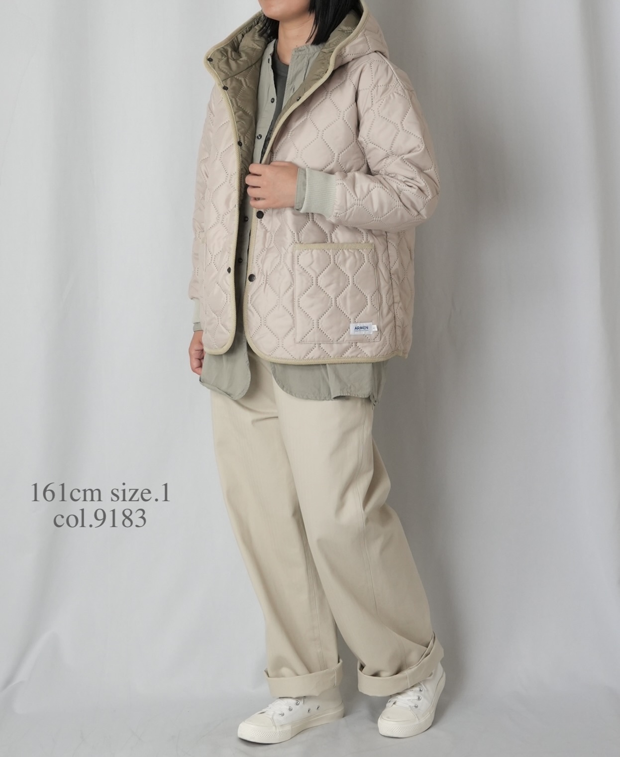 NAM2561PP(ジャケット) PLAIN POLYESTERxPLAIN POLYESTER HEAT QUILT OVERSIZED HOODED JACKET WITH RIBBED CUFF