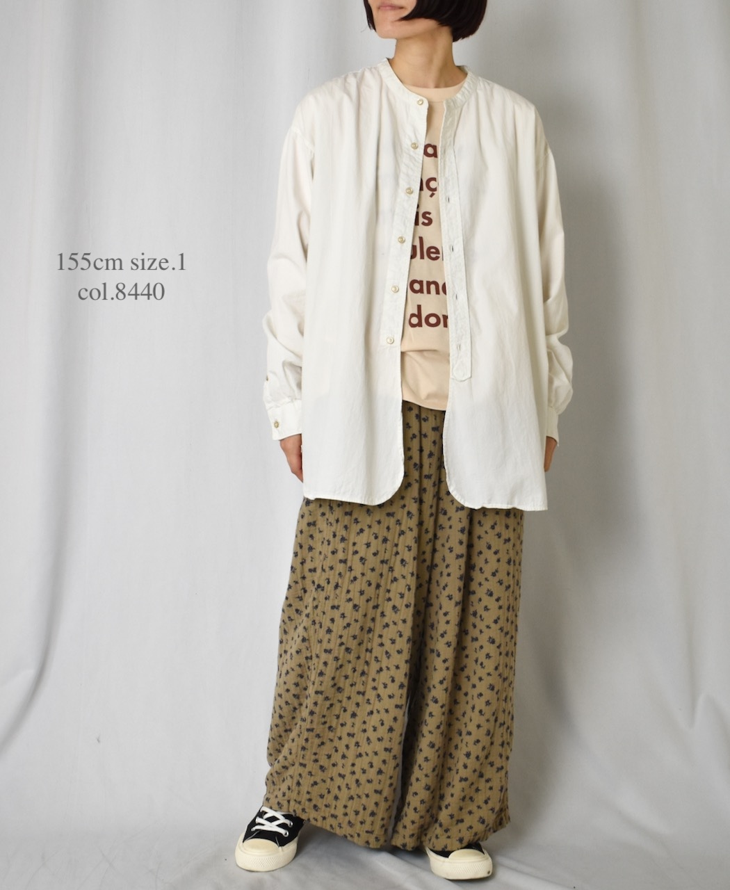 INAM2565GFD (パンツ) DOUBLE GAUZE FLOWER PRINT GATHERED EASY PANTS WITH LINING