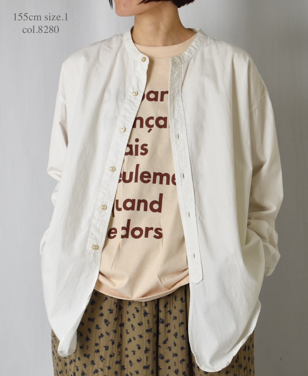 NFA2351P46(Tシャツ) "JE PARLE"COTTON JERSEY CREW NECK OVERSIZE L/SL T-SHIRT WITH CUFF