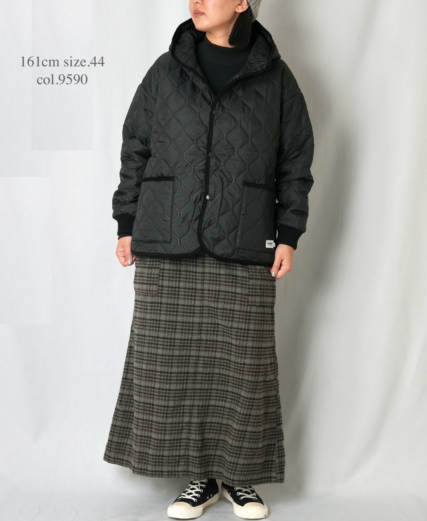 INHT2564CKD(スカート) COTTON CHECK OVERDYE EASY SKIRT