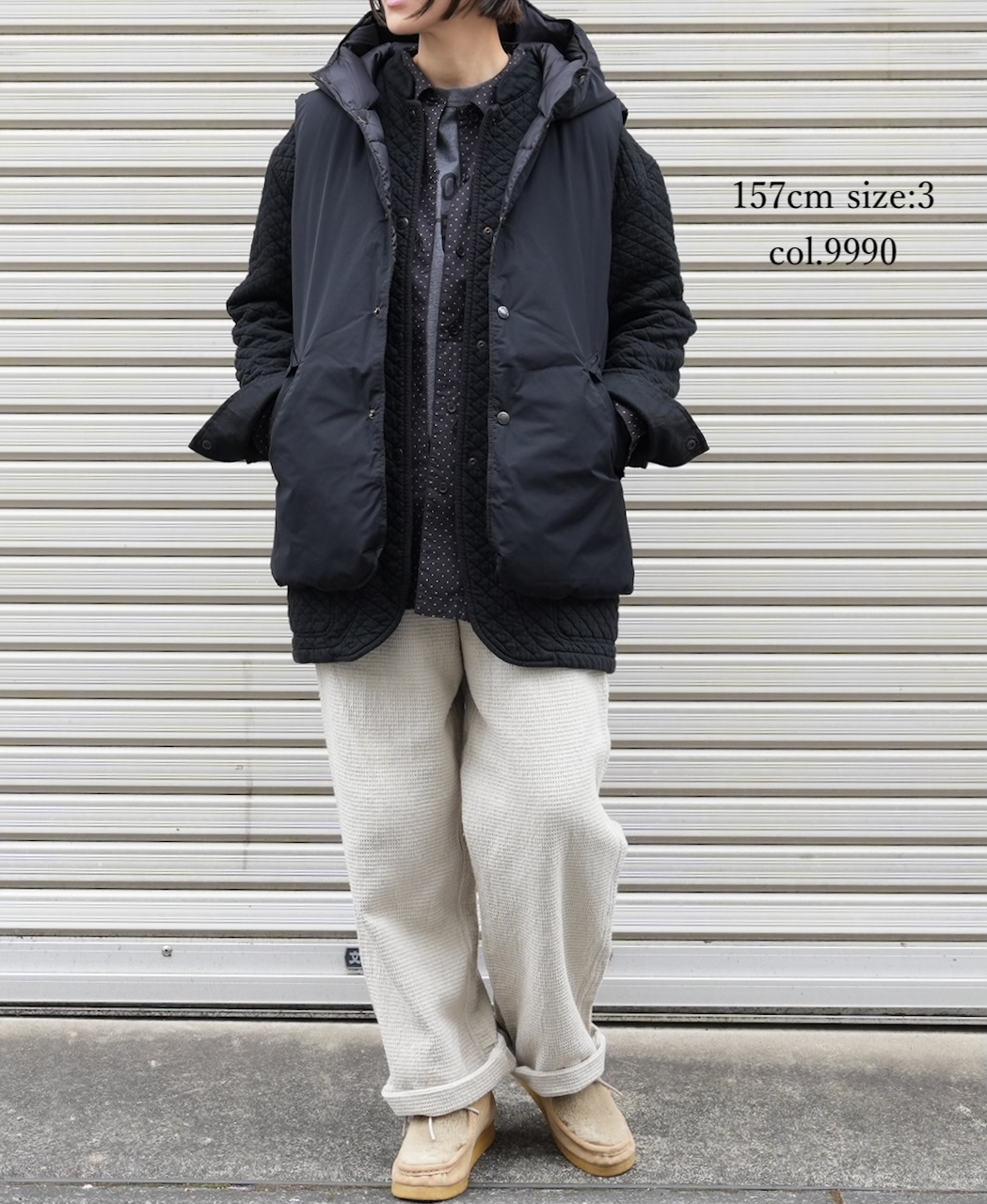 NAM2591(ベスト) POLY×COTTON REVERSIBLE DOWN SNAP FRONT HOODED VEST