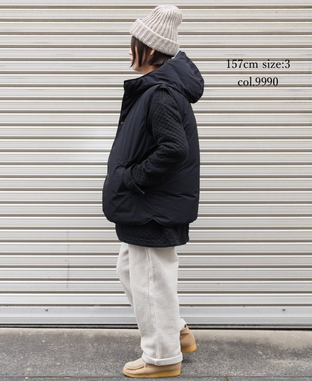 NAM2591(ベスト) POLY×COTTON REVERSIBLE DOWN SNAP FRONT HOODED VEST