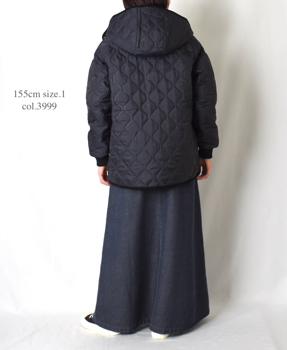 NAM2561PP(ジャケット) PLAIN POLYESTERxPLAIN POLYESTER HEAT QUILT OVERSIZED HOODED JACKET WITH RIBBED CUFF