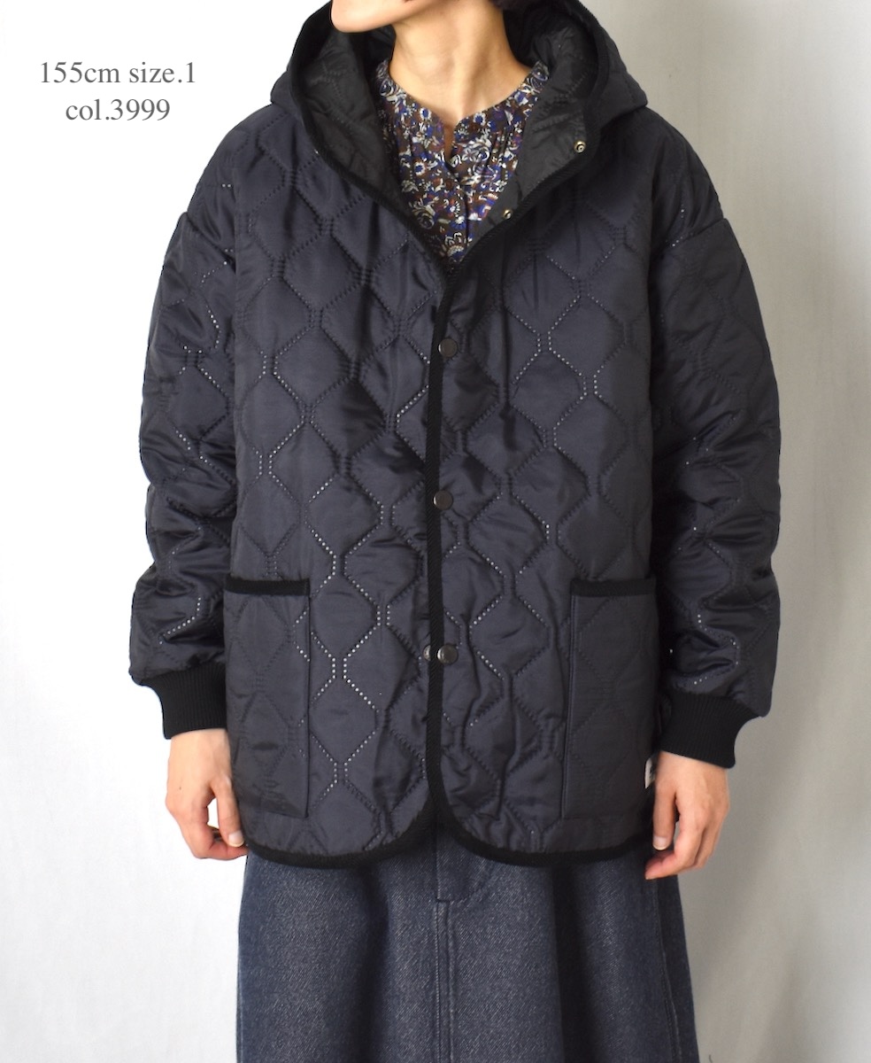 NAM2561PP(ジャケット) PLAIN POLYESTERxPLAIN POLYESTER HEAT QUILT OVERSIZED HOODED JACKET WITH RIBBED CUFF