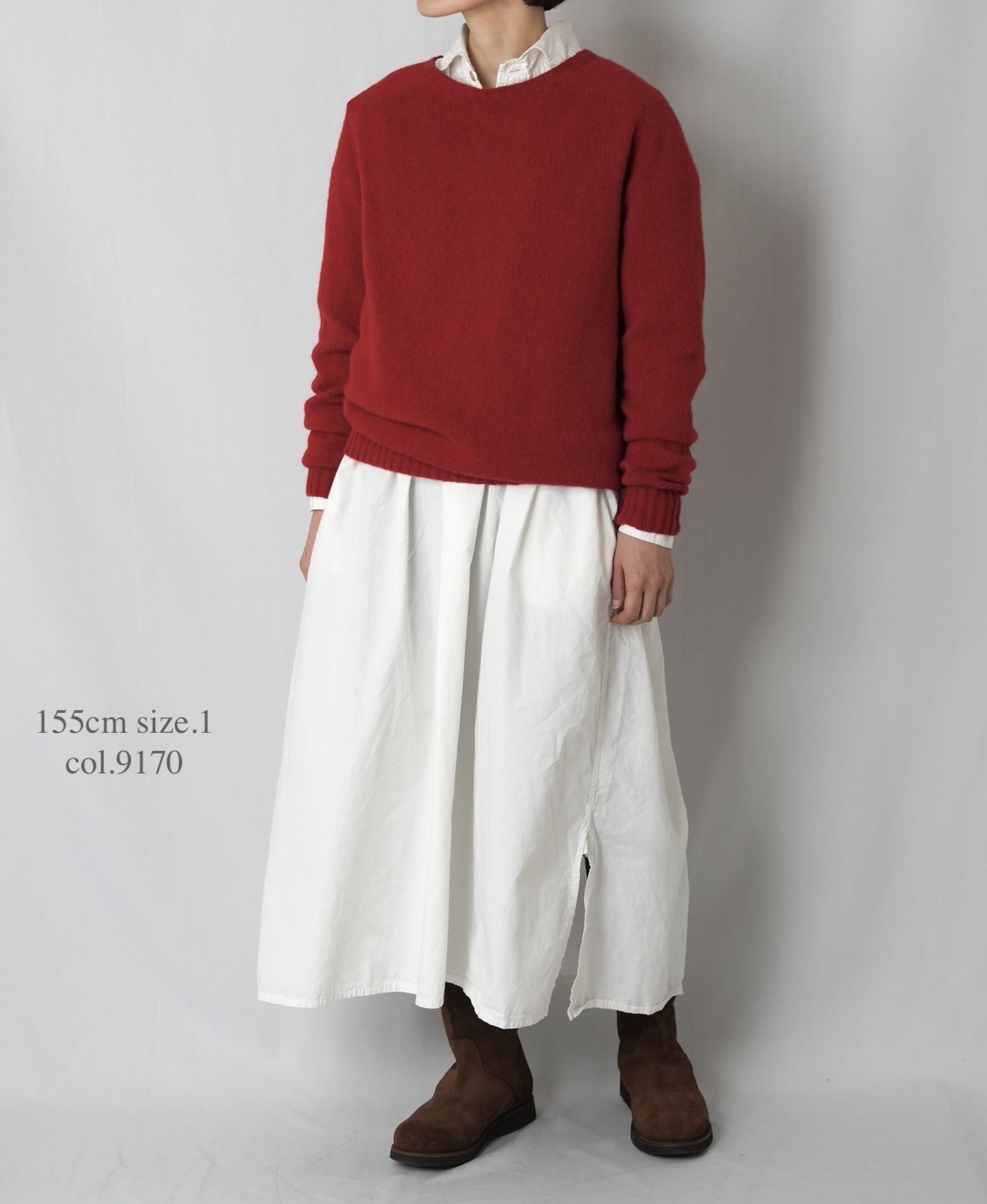 INAM2555PD(ワンピース) 40s POPLIN OVER DYE WORK GATHERED SHIRT DRESS