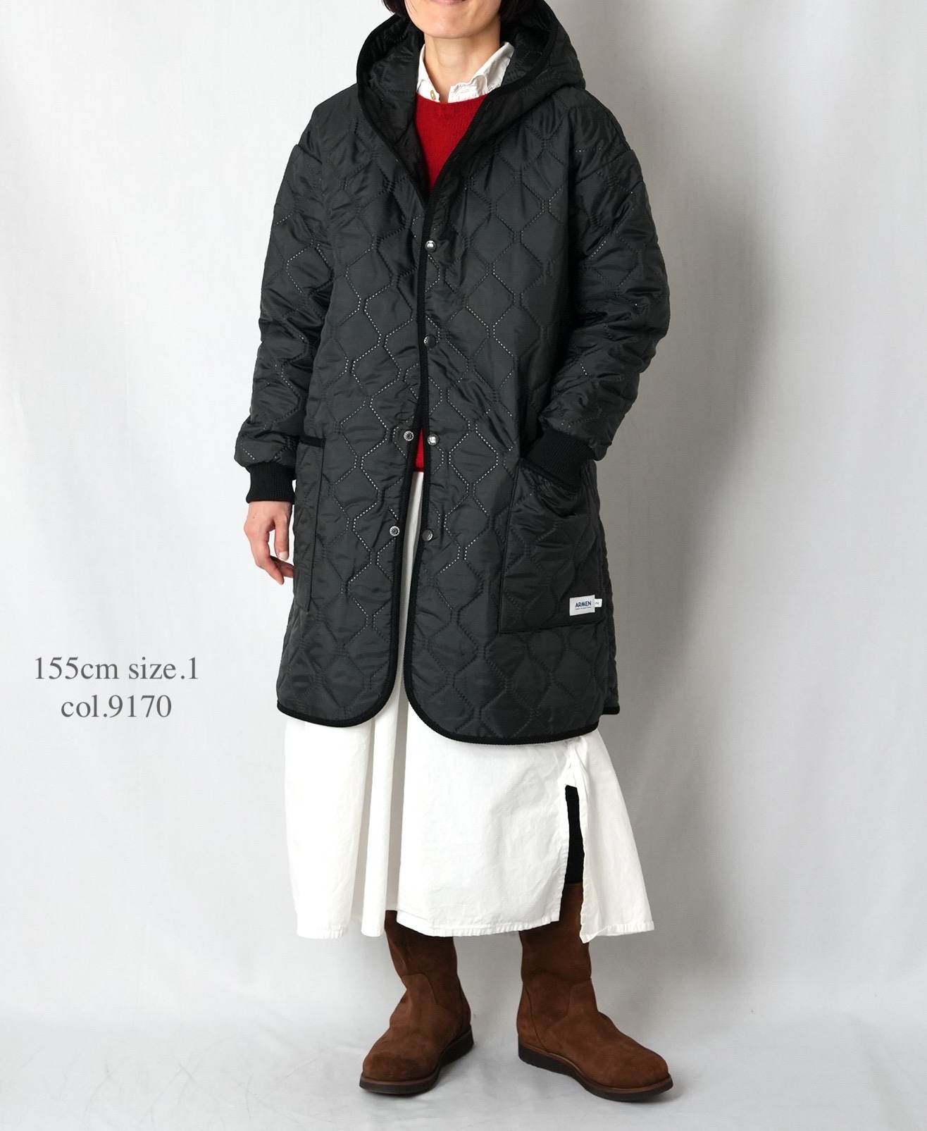 INAM2555PD(ワンピース) 40s POPLIN OVER DYE WORK GATHERED SHIRT DRESS