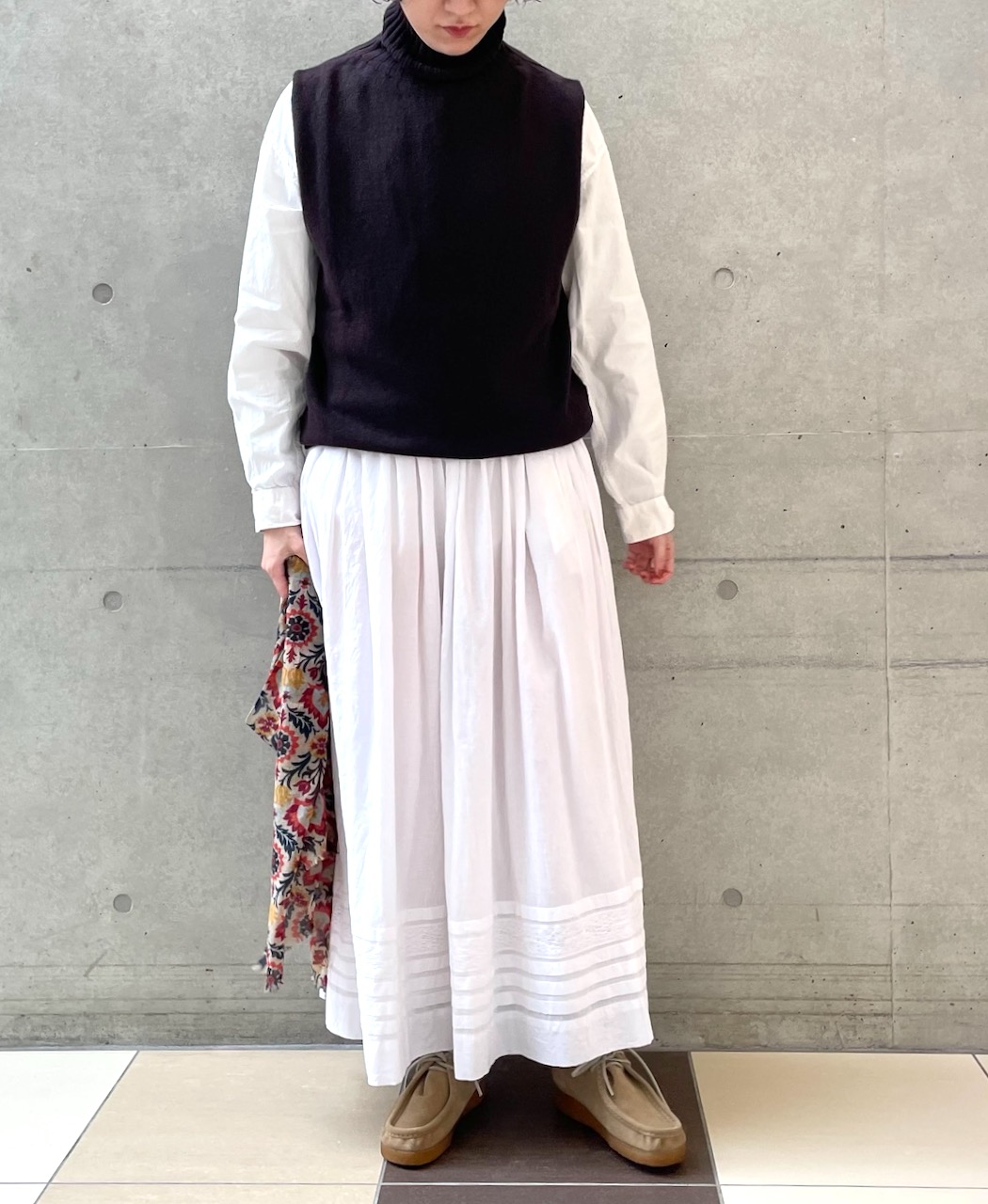 NSL25624(スカート) 60s CAMBRIC PLAIN WITH LACE GATHERED SKIRT