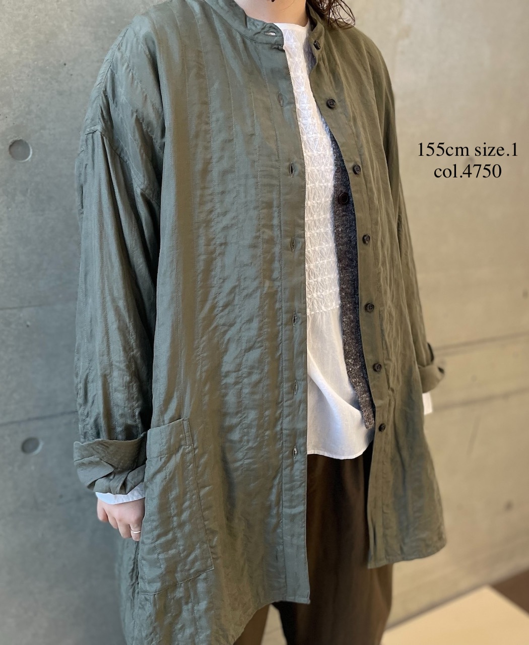 NMDS25583(シャツ) STITCHED BANGALORE SILK PLAIN BANDED COLLAR SHIRT