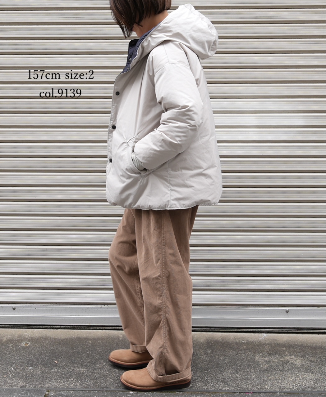 NAM2462(ジャケット) POLY×COTTON REVERSIBLE DOWN SNAP FRONT HOODED JACKET