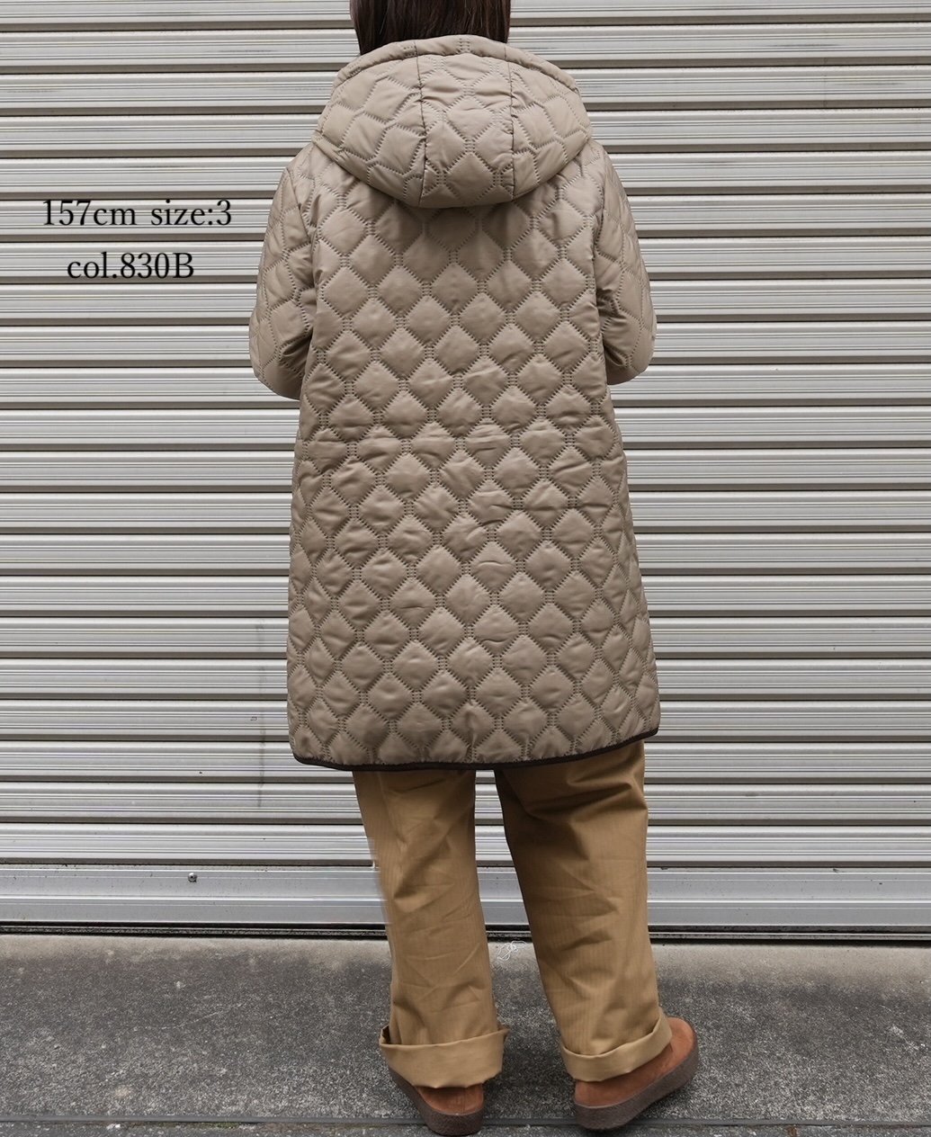 NAM2554(コート) PLAIN POLYESTER×FREECE HEAT QUILT REVERSIBLE HIGH COLLAR HOODED COAT