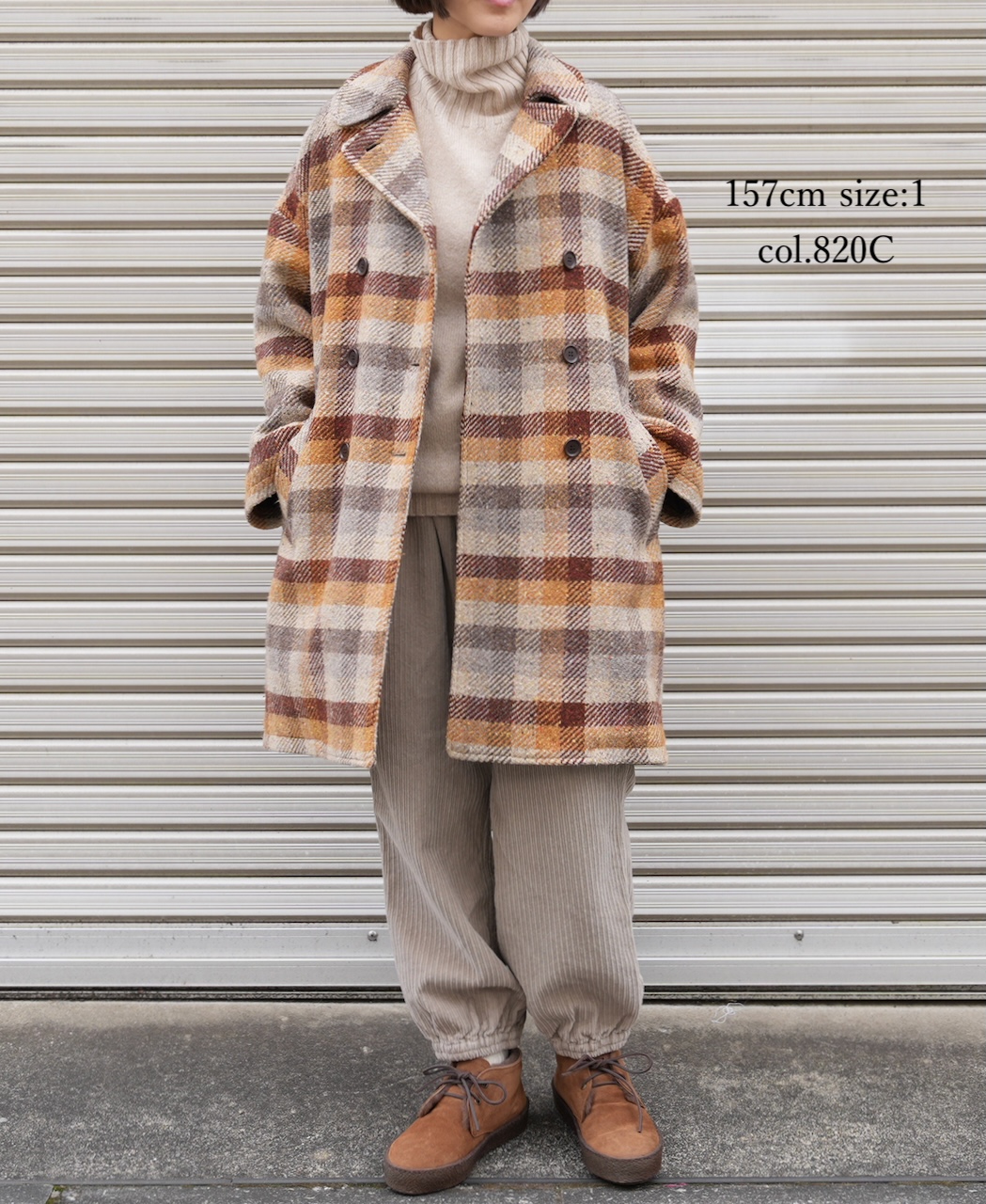 PNAM2551C(コート) OVERSIZE MIDI PEA COAT WITH LINING