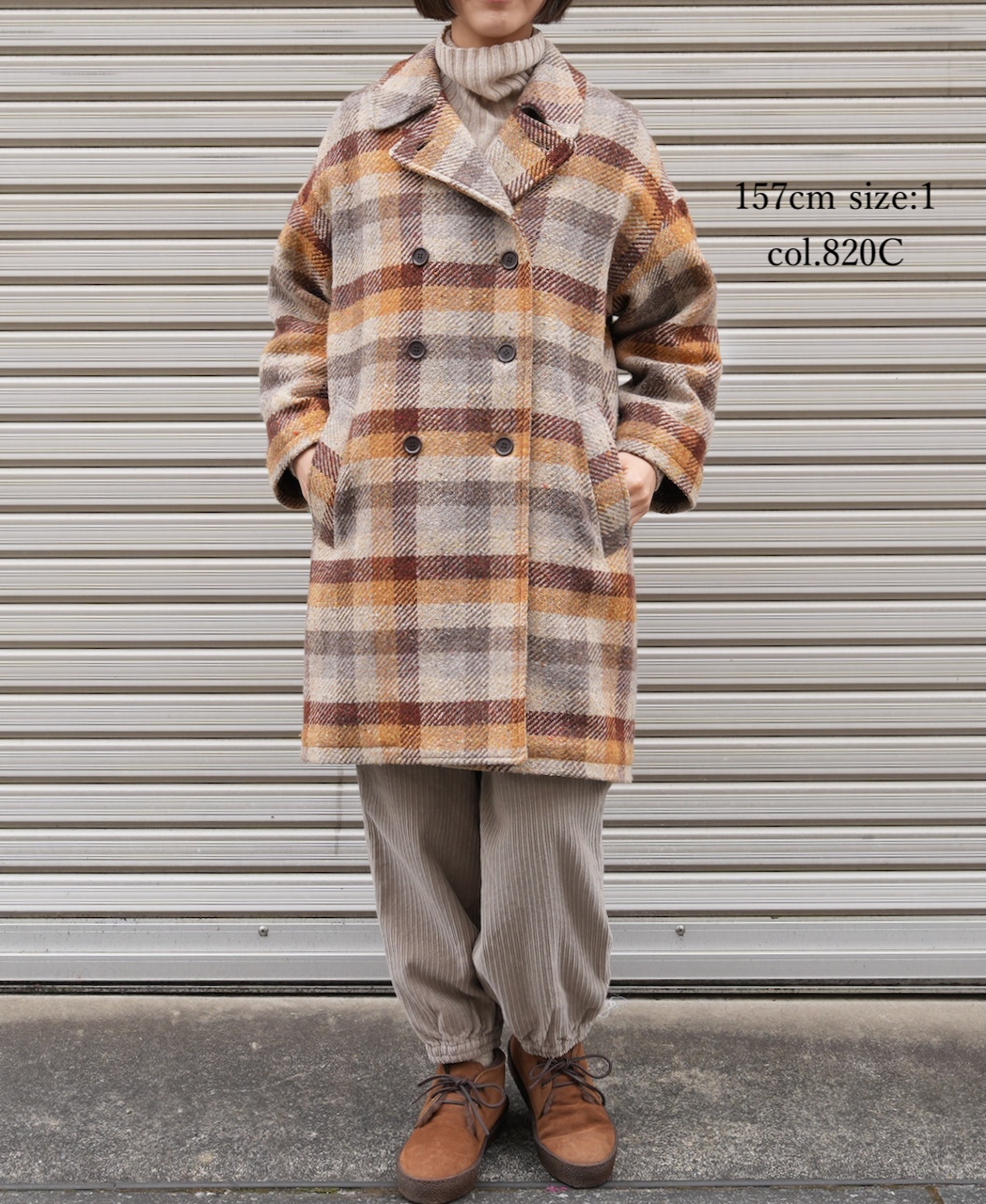 PNAM2551C(コート) OVERSIZE MIDI PEA COAT WITH LINING
