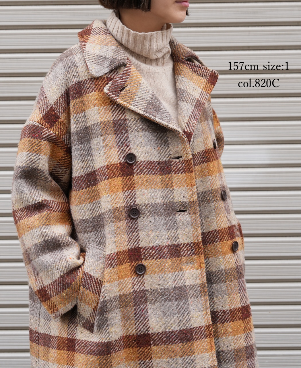 PNAM2551C(コート) OVERSIZE MIDI PEA COAT WITH LINING