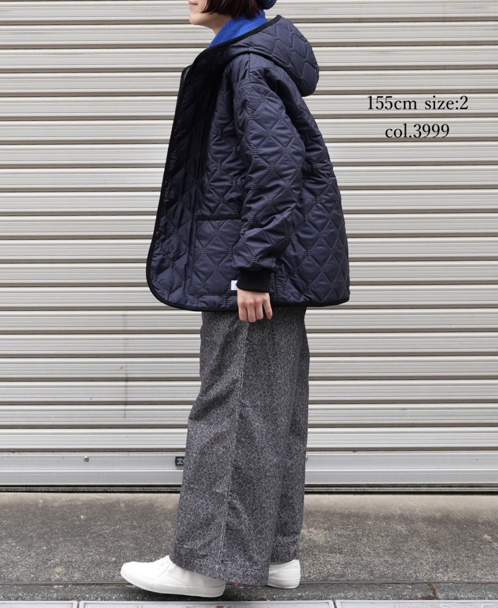 NAM2561PP(ジャケット) PLAIN POLYESTERxPLAIN POLYESTER HEAT QUILT OVERSIZED HOODED JACKET WITH RIBBED CUFF