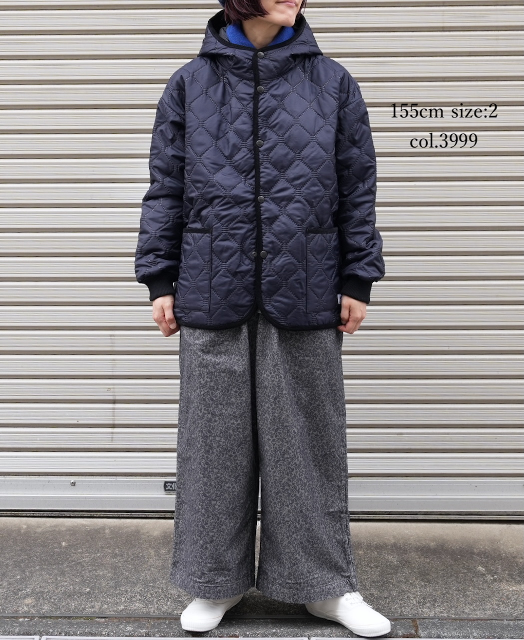 NAM2561PP(ジャケット) PLAIN POLYESTERxPLAIN POLYESTER HEAT QUILT OVERSIZED HOODED JACKET WITH RIBBED CUFF